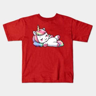 Cute Lazy Sleeping Unicorn Kids T-Shirt